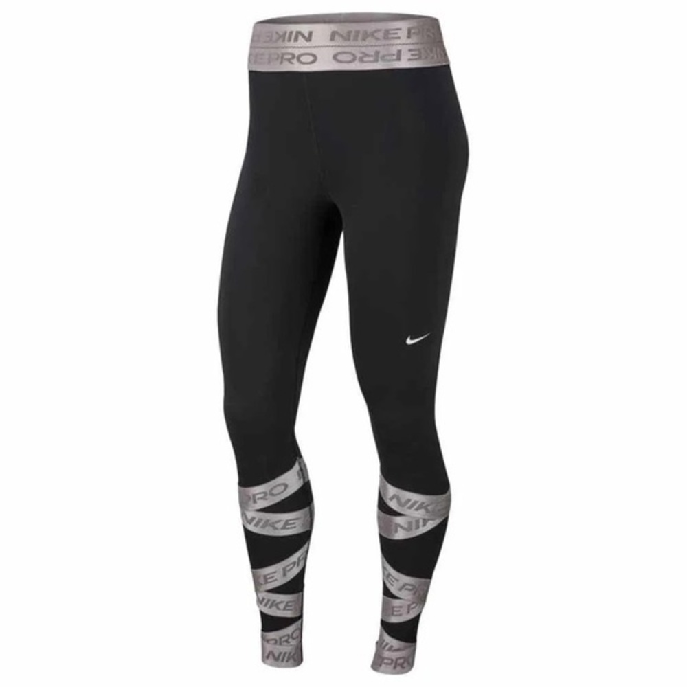 Nike Mallas Pro Capsule Black and silver Gray Leggings SMALL